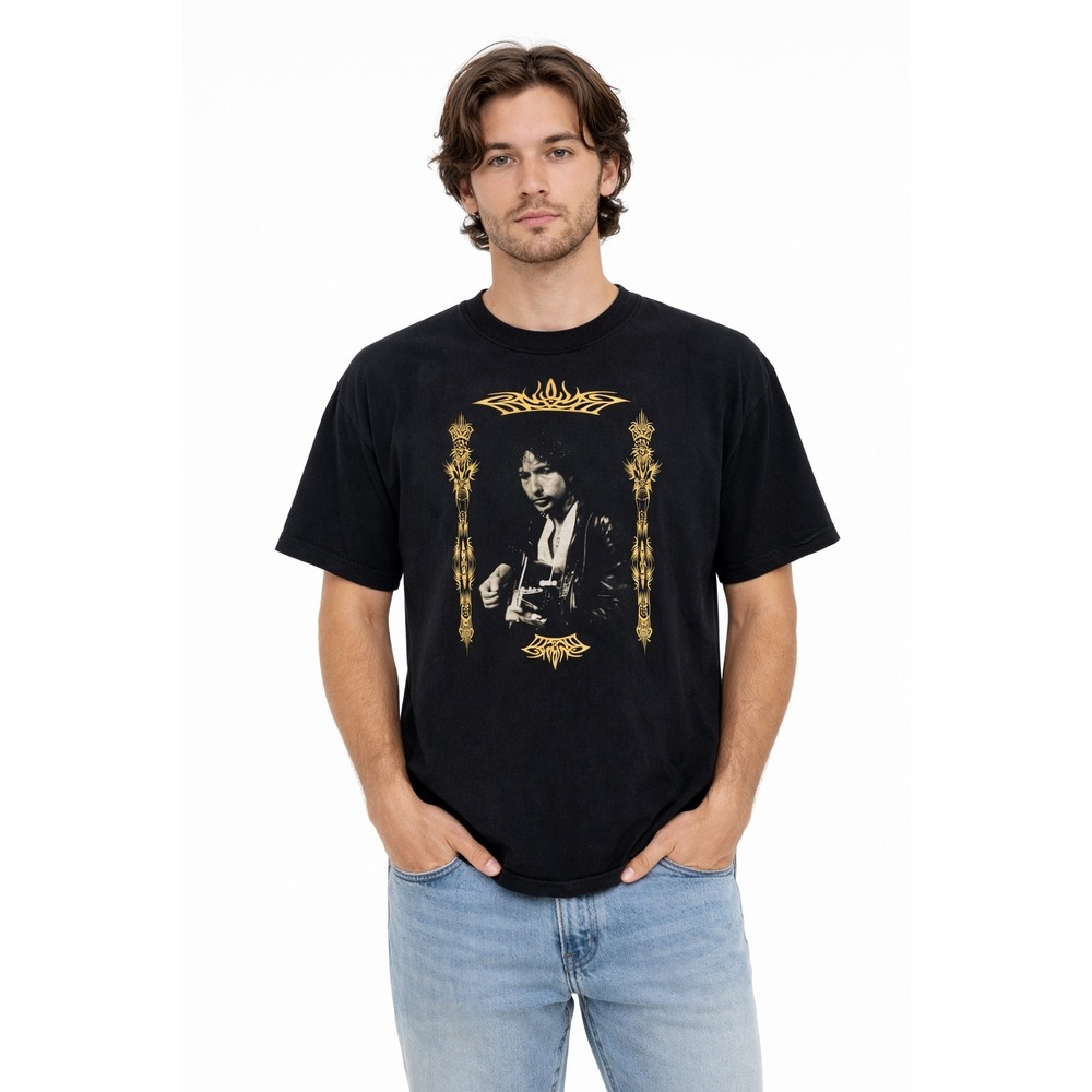 BOB DYLAN Vintage Graphic T Shirt Black XL Concert Cotton Single Stich  1996 USA